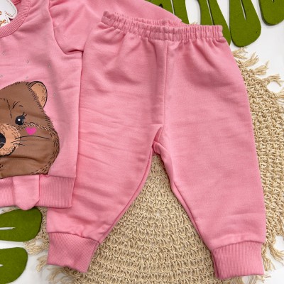   Inverno 2025 - Conj. Casaco Castor e Calça em Moletom - Goiaba